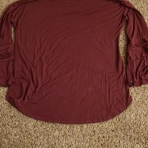 Dark Red Long Flared Sleeve Tee